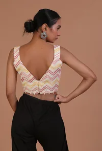 Off White Color Cotton Sitara work Blouse image 4