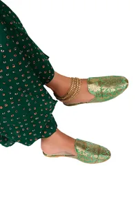Green Brocade Slider Mules image 1