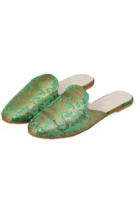 Green Brocade Slider Mules image 2