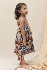 Set Of 2: Bianca Maroon Red & Beige Cream Kalamkari Printed Cotton Kurta & Dhoti Pant image 2