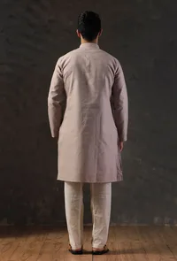 Grey Silk Kurta with Cotton Pyjama image 4