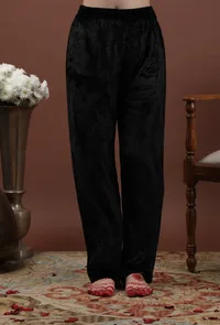 Zalima Solid Black Narrow Fit Pants image 1