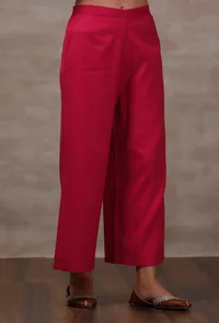 Mahnoor Fuchsia Wool Palazzo Pants image 2