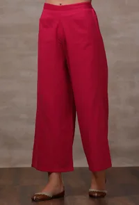 Mahnoor Fuchsia Wool Palazzo Pants image 3