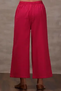 Mahnoor Fuchsia Wool Palazzo Pants image 4