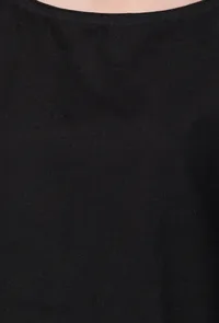 A-line Embroidered Black Cotton Kurta image 5