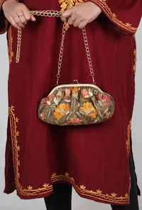 Olive Green gathered clutch image 2