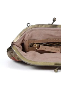 Olive Green gathered clutch image 6