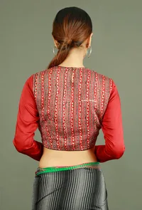 Maroon Modal Silk Ajrakh Blouse image 4