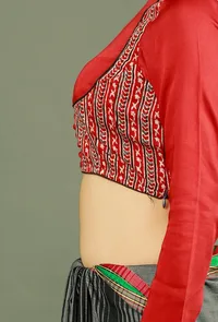 Maroon Modal Silk Ajrakh Blouse image 5