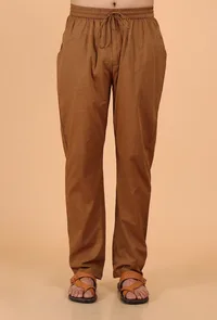 Tan Brown Cotton Mulmul Mid-Length Kurta & Pant image 4