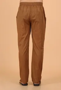 Tan Brown Cotton Mulmul Mid-Length Kurta & Pant image 5