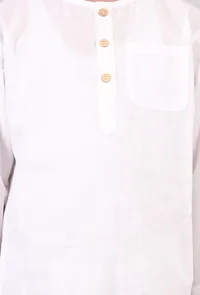 Set Of 2: White Cotton Stripes Kurta Pyjama Set image 5