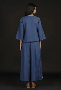 Prussian Blue Cotton Top and Solid Pallazo image 4