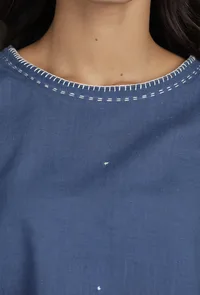 Prussian Blue Cotton Top and Solid Pallazo image 5