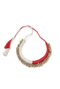Swatsa Duo Red and Pink Tribal Gold Ghungroo  Necklace image 2