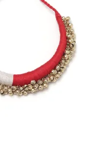 Swatsa Duo Red and Pink Tribal Gold Ghungroo  Necklace image 3
