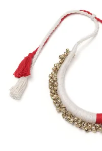 Swatsa Duo Red and Pink Tribal Gold Ghungroo  Necklace image 4