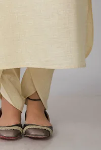 Lemon Yellow Cotton Khadi Kurta image 6