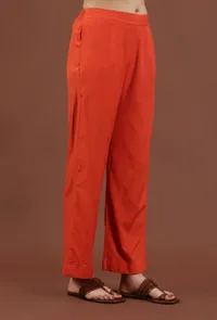 Rust Red Solid Shantoon Straight Pant image 2