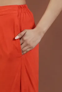 Rust Red Solid Shantoon Straight Pant image 5