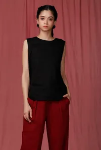 Onyx Black Plain Linen Top image 2