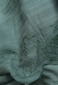 Set of 2 : Green Embroidered Organdy Kurta and Palazzos image 3