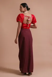 Red Color Organza Plain Blouse image 5