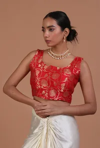 Red Color Raw Silk  Blouse image 1