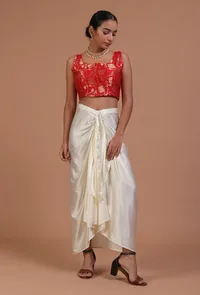 Red Color Raw Silk  Blouse image 2