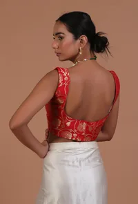 Red Color Raw Silk  Blouse image 4