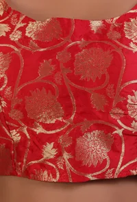 Red Color Raw Silk  Blouse image 5