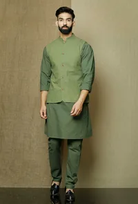 Olive Green  Nehru Jacket image 1