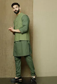 Olive Green  Nehru Jacket image 2