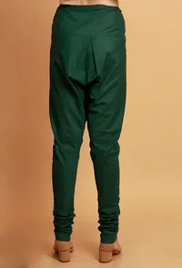 Dark Green Plain Cotton Churidar image 2