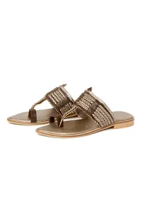 Brown & Silver Cruelty Free Leather Sandals image 2