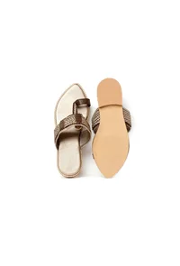 Brown & Silver Cruelty Free Leather Sandals image 4