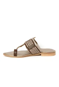 Brown & Silver Cruelty Free Leather Sandals image 5