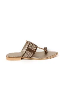 Brown & Silver Cruelty Free Leather Sandals image 6