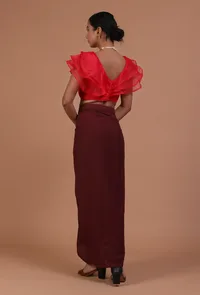Red Color Organza Plain Blouse image 5