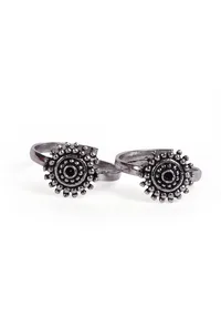 Ira Black Stone German Silver Adjustable Toe Ring image 3
