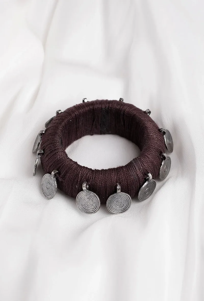 Brown Thread Wooden Bangles