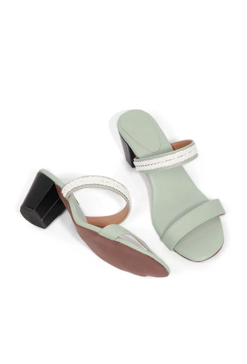 Mint Green Strap Cushion Padded Heels