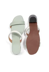 Mint Green Strap Cushion Padded Heels image 3