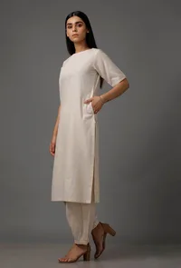 White Pure Cotton Kurta image 2