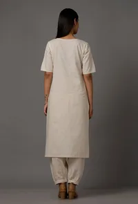 White Pure Cotton Kurta image 4