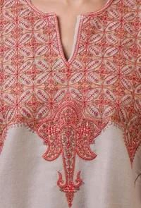Grey Woolen Sozni Embroidered Phiran- Free Size image 5