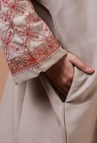 Grey Woolen Sozni Embroidered Phiran- Free Size image 6