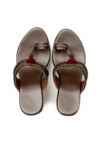 Refined Rose Gold Kolhapuri Inspired Wedges image 2