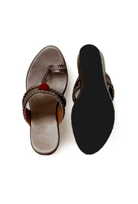 Refined Rose Gold Kolhapuri Inspired Wedges image 3